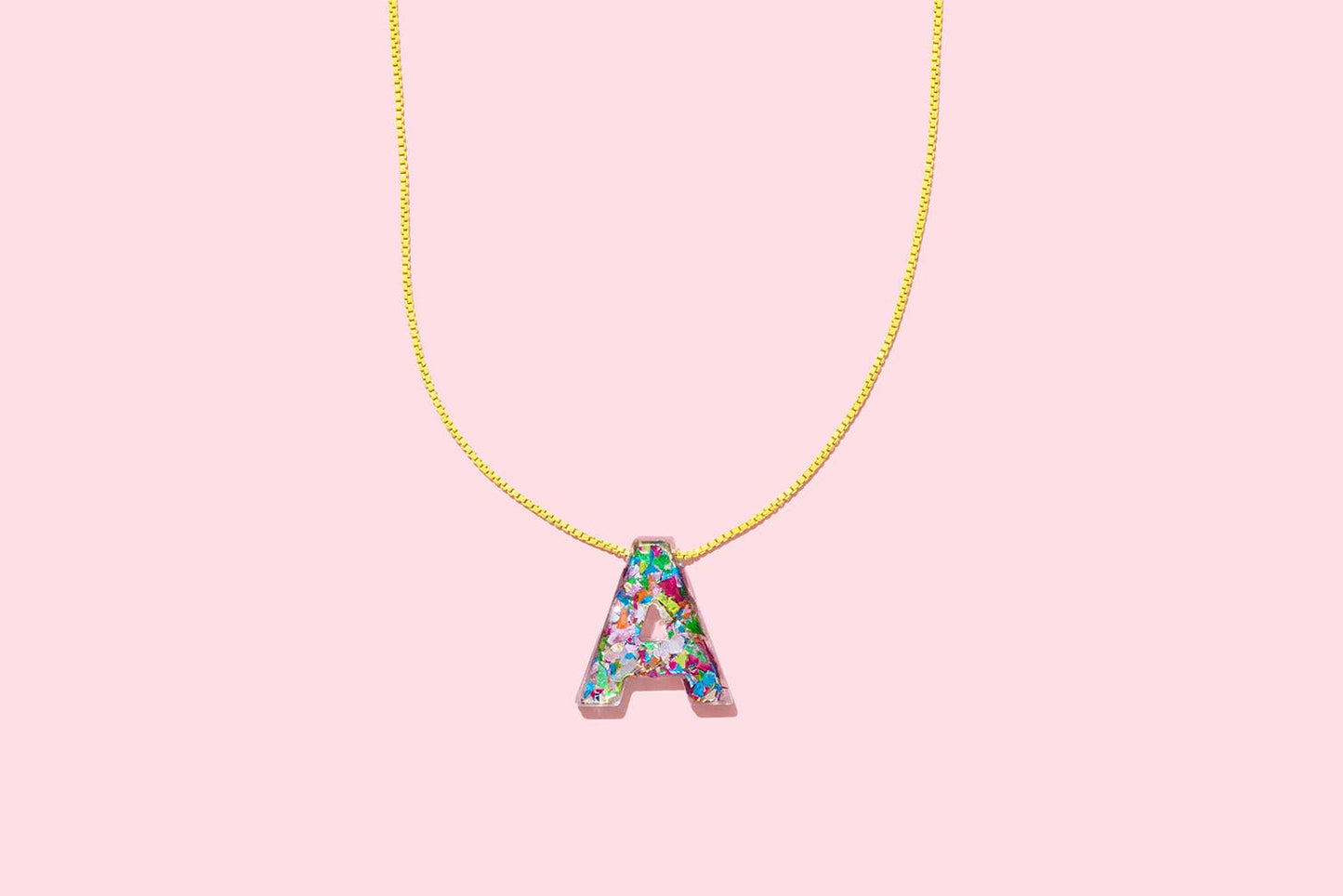 Chain Necklace - Letters - Colorful Confetti - A