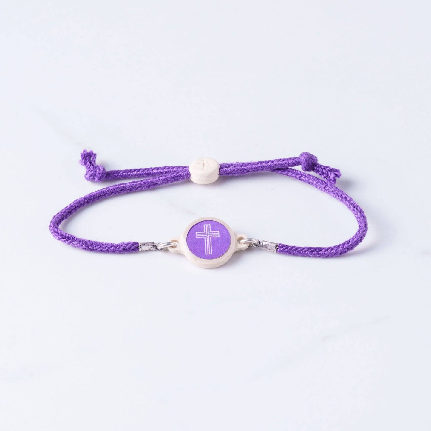 Tap To Pray™ - Survivor Series Handmade Bracelets: Amethyst + Cross