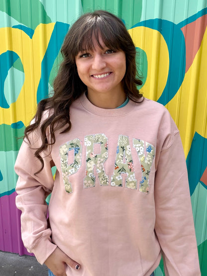 Peach Pray Appliqué Sweatshirt
