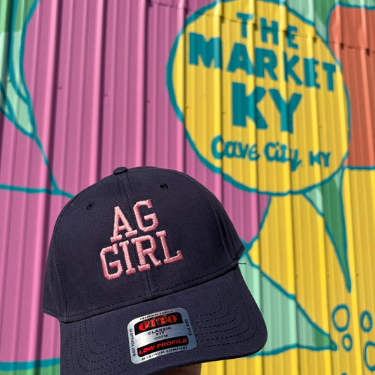 AG Girl Embroidered Cap- Navy/Pink