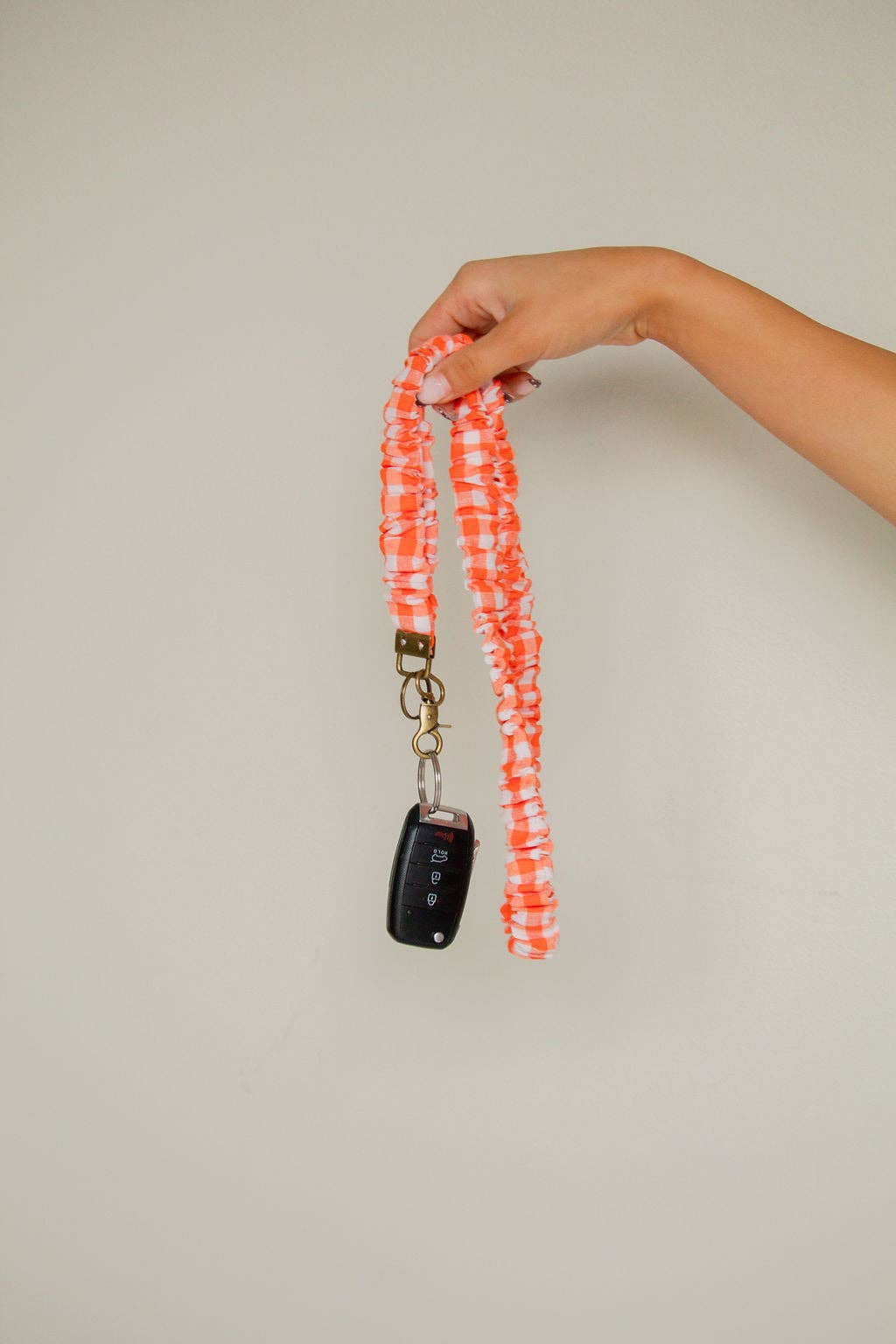 Orange Gingham Lanyard
