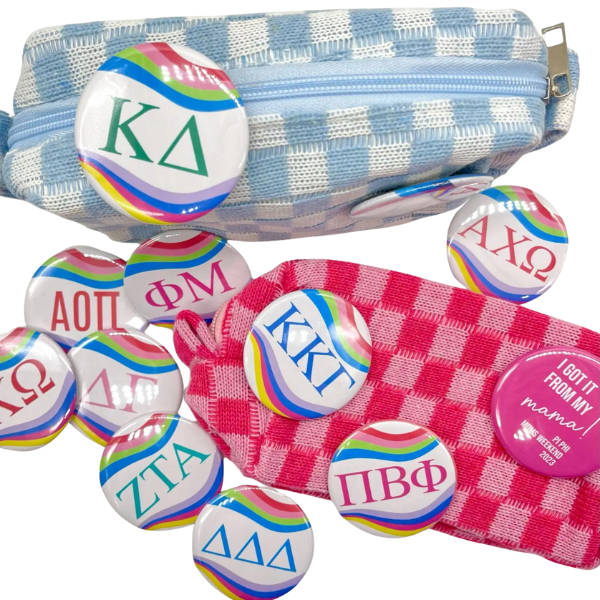 Sorority Button - Retro Wave Design: 3" Round / Chi Omega