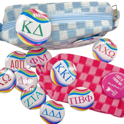 Sorority Button - Retro Wave Design: 3" Round / Chi Omega