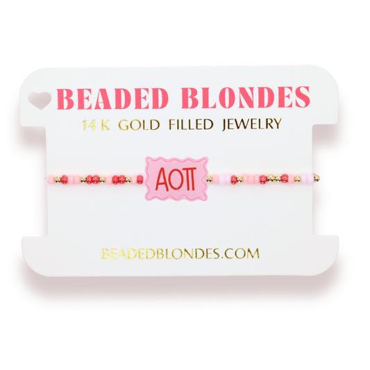 Alpha Omicron Pi Block Bracelet on Color: Standard 6.75 Inch