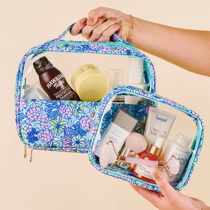 Clearly Chic Cosmetic Bag Set-Coastal Cove