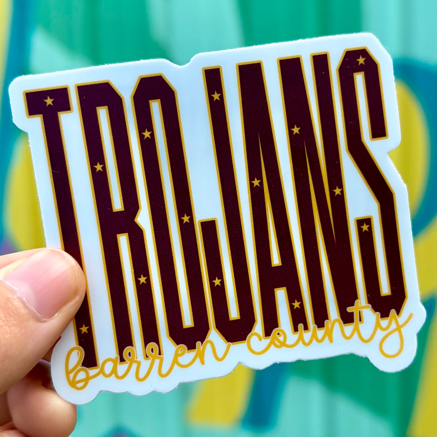 Barren County Trojans Stars & Script Sticker