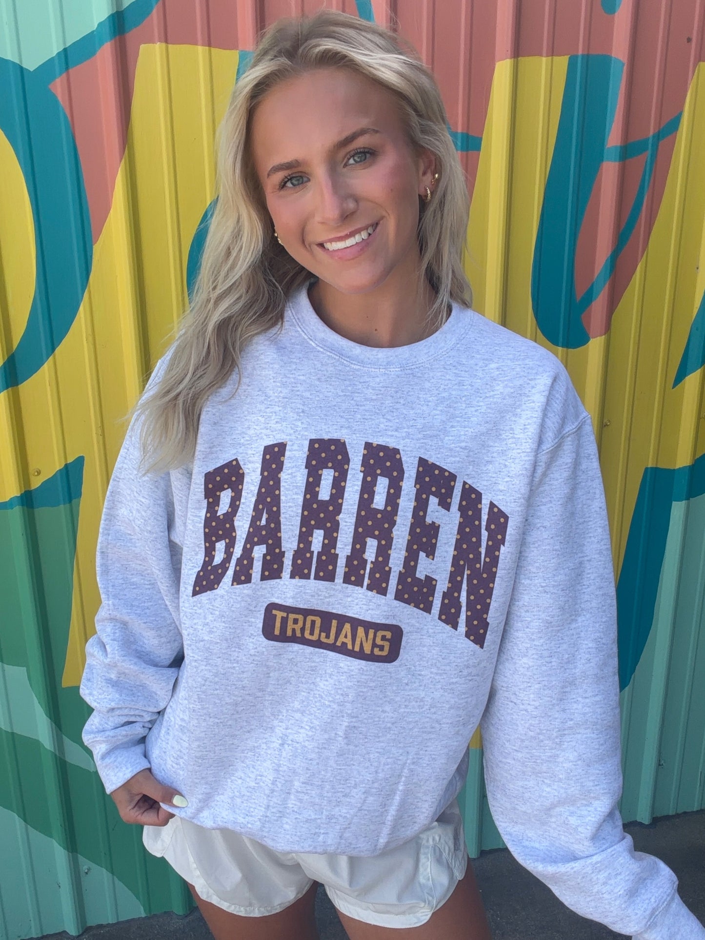 Barren Trojans Polka Dot Sweatshirt Crewneck - Gray (Youth & Adult)
