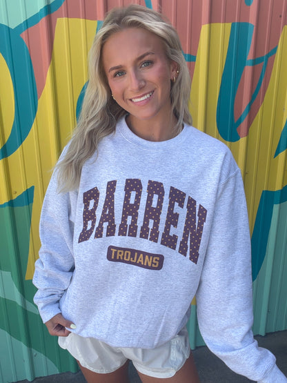 Barren Trojans Polka Dot Sweatshirt Crewneck - Gray (Youth & Adult)
