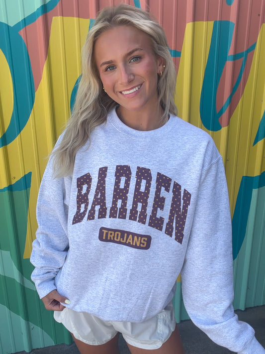 Barren Trojans Polka Dot Sweatshirt Crewneck - Gray (Youth & Adult)