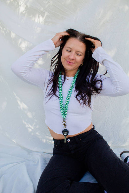 Kelly Green Checkered Lanyard