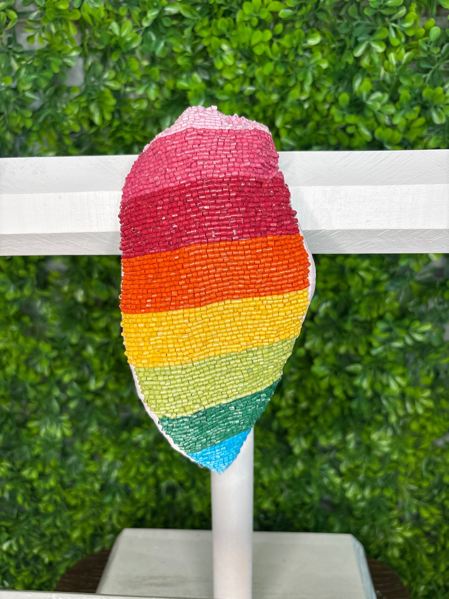 Rainbow Striped Seed Bead Headband
