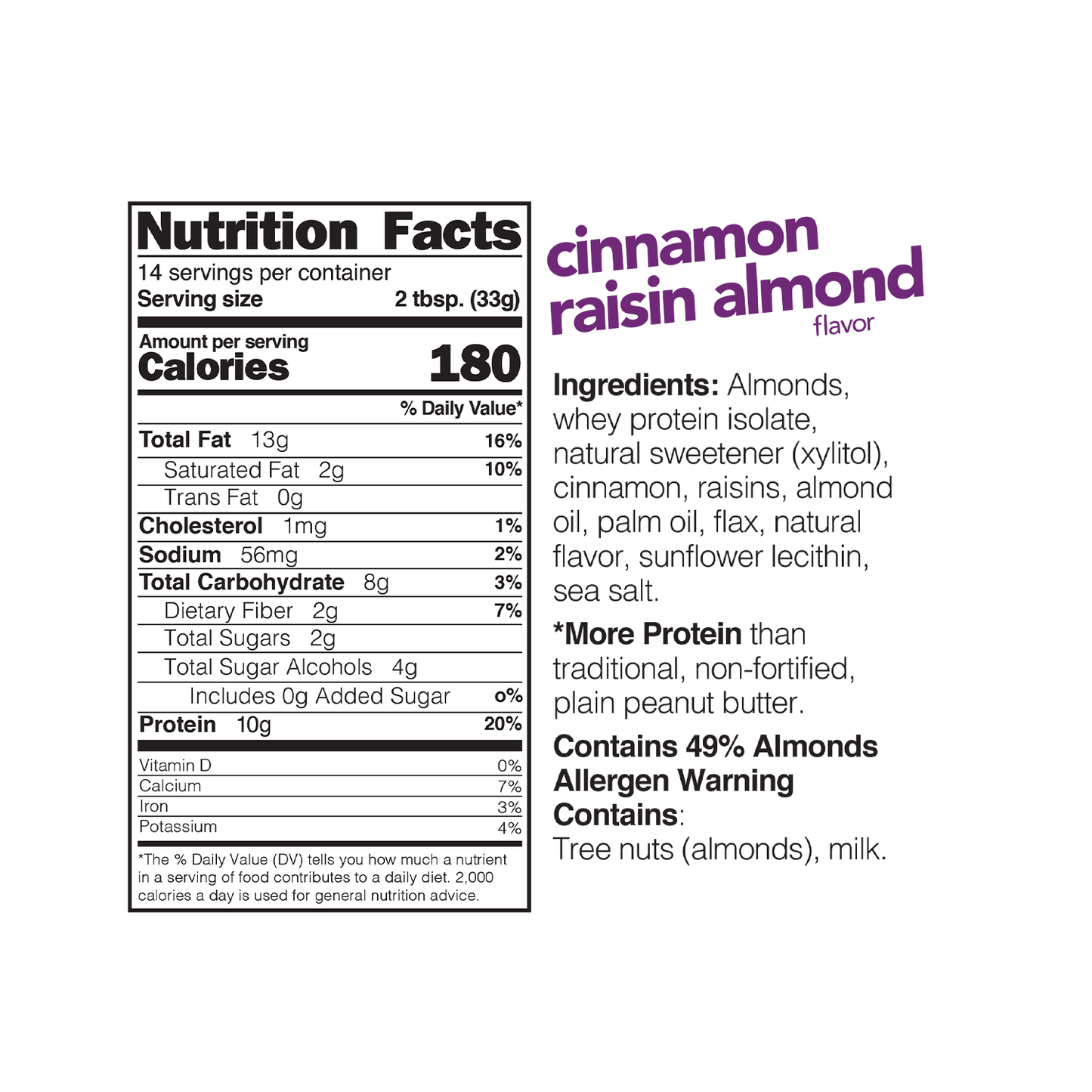 Cinnamon Raisin Almond Butter High Protein Spread