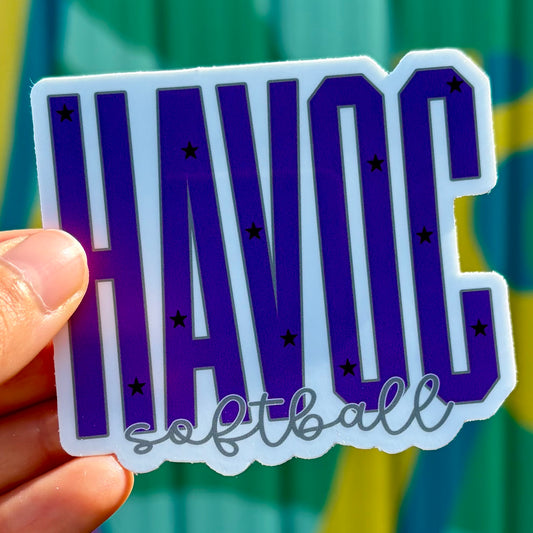 Havoc Softball Stars & Script Sticker