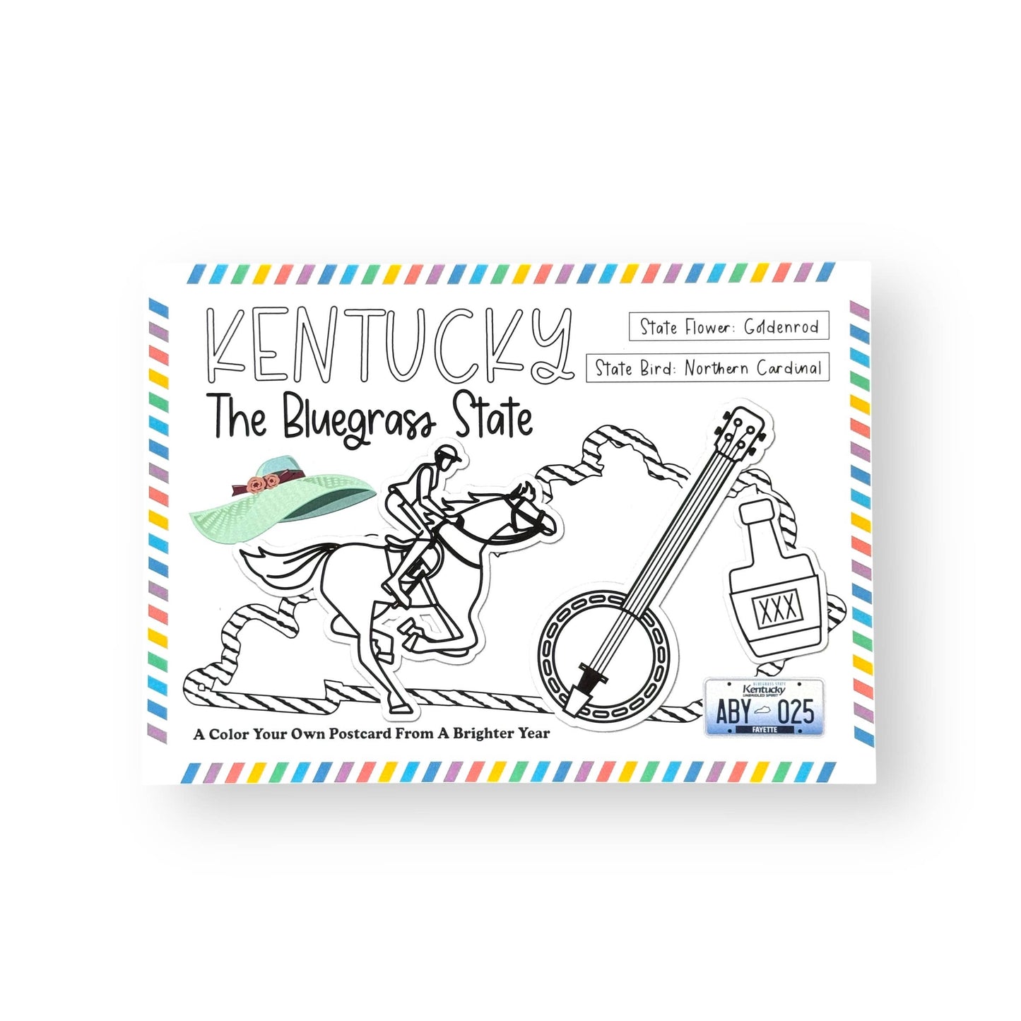 Color Your Own Kentucky State Postcard