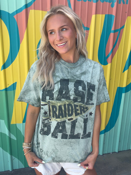 Hart County Raiders Baseball Acid Wash Spirit Comfort Colors Tee - Green