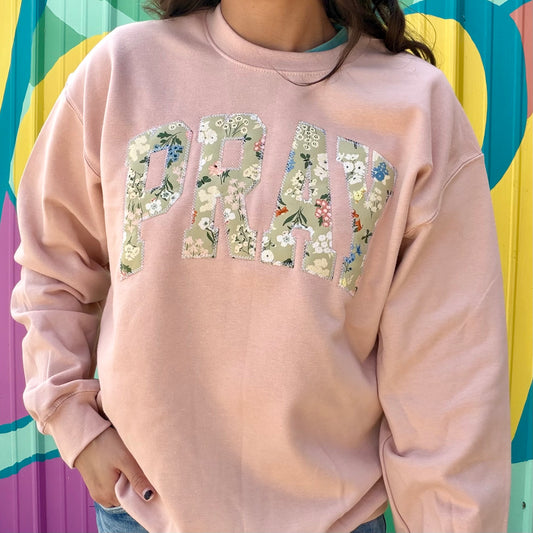 Peach Pray Appliqué Sweatshirt