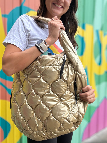 Oversized Quilted Hobo Tote Bag