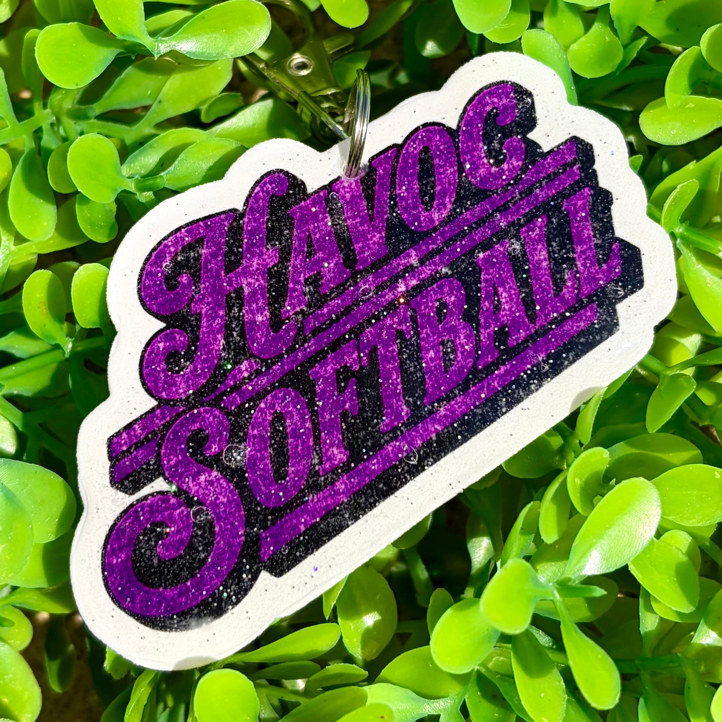 Retro Havoc Softball - XL Bag Charm with Clip