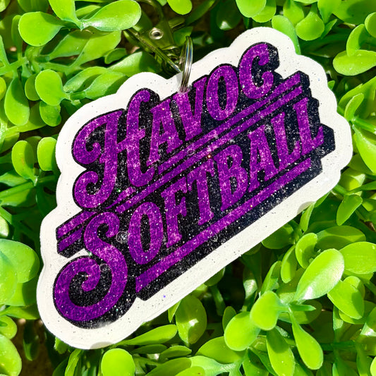 Retro Havoc Softball - XL Bag Charm with Clip