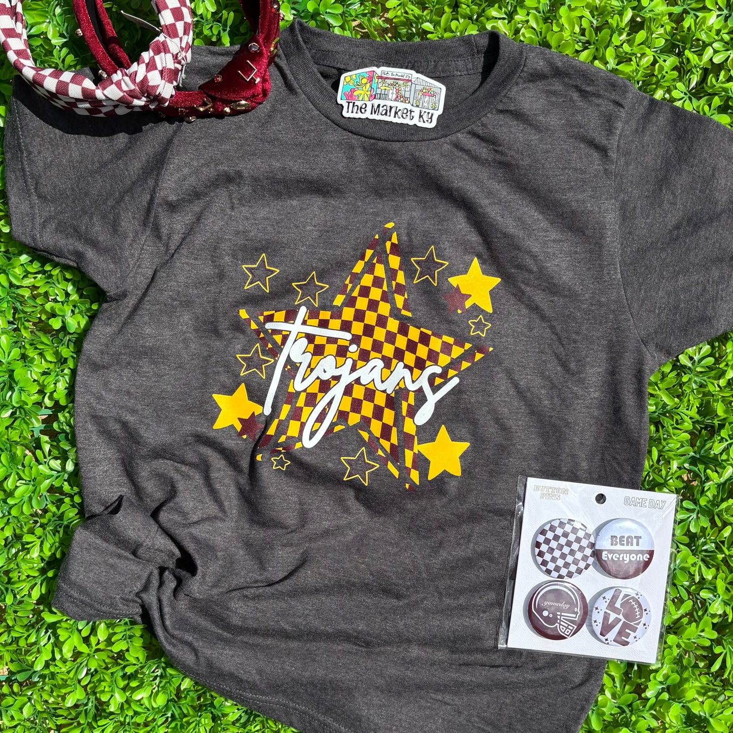 Trojans Checkered Star Tee (Youth & Adult)