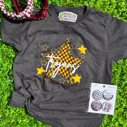 Trojans Checkered Star Tee (Youth & Adult)