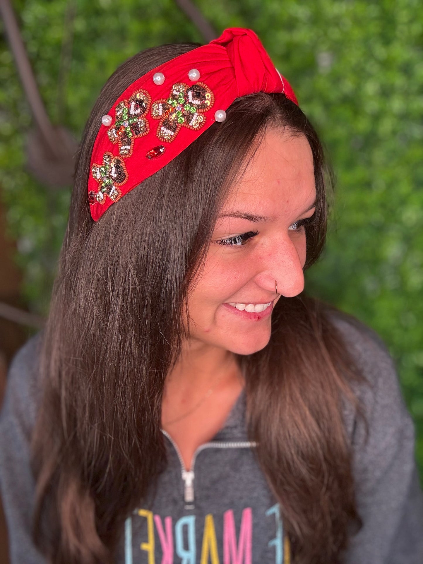 Gingerbread Seed Bead, Rhinestones & Pearls Headband
