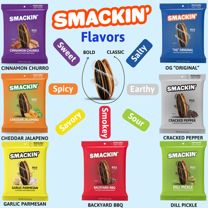 SMACKIN' Sunflower Seeds Snack Bags (1.5oz) (Options)