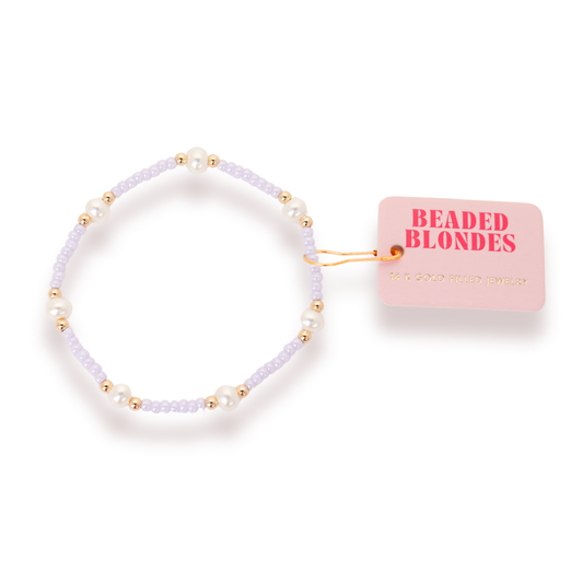 Pastel Lilac Pearl Bracelet: Standard 6.75 inch