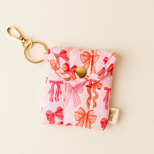 Puffy Earbud Case Keychain-Blushing Bows