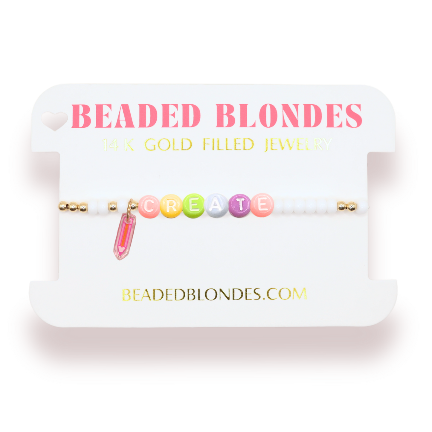 Rainbow Create Pencil Charm Bracelet: Standard 6.75 inch / White Sprinkle