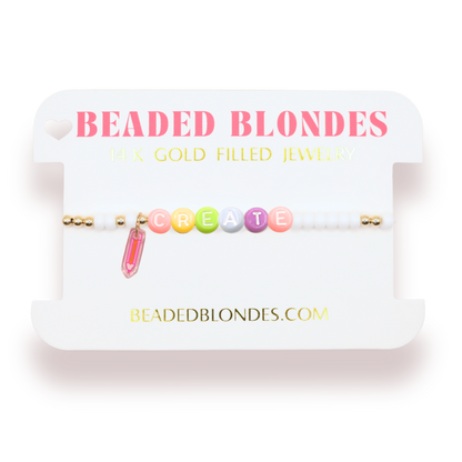 Rainbow Create Pencil Charm Bracelet: Standard 6.75 inch / White Sprinkle