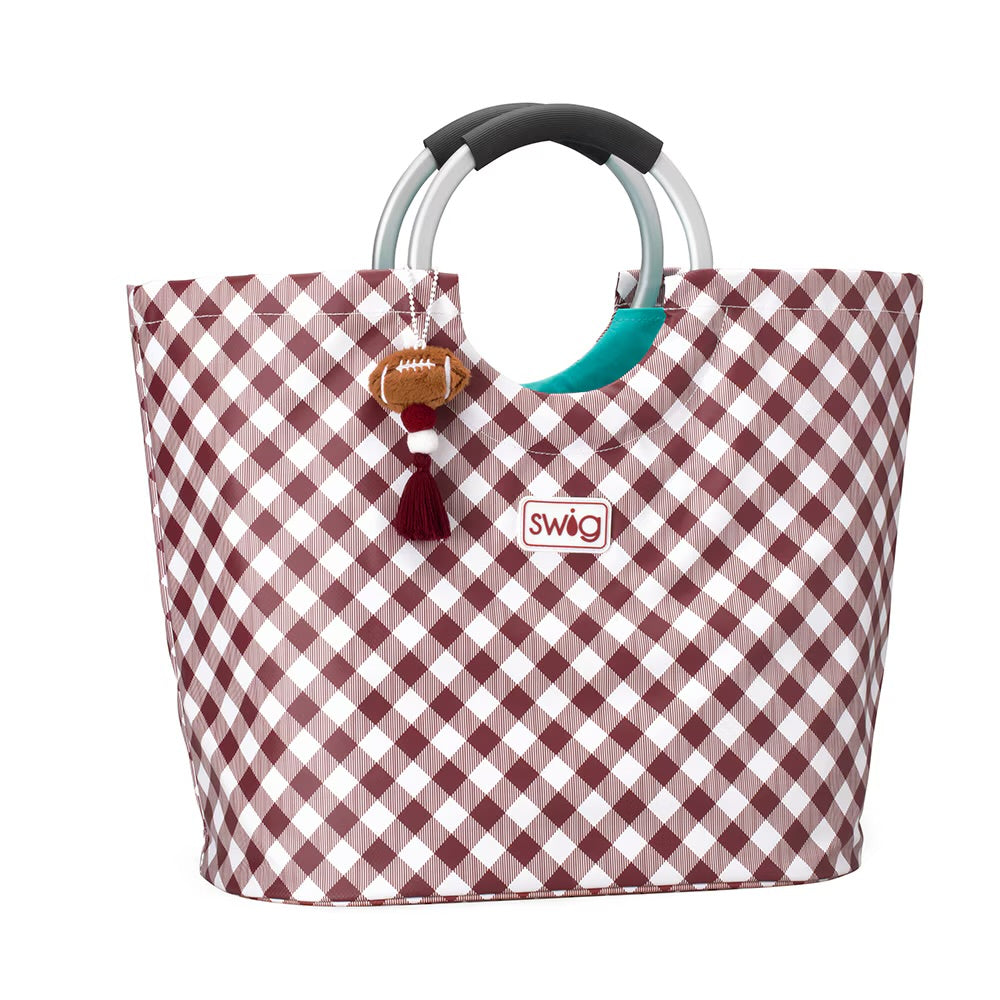 Swig Gameday Gingham Maroon Loopi Tote Bag