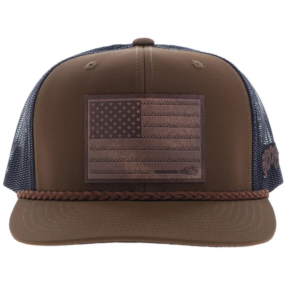 Hooey Liberty Roper Men’s Trucker Hat - Brown/Black w/ Leather Patch