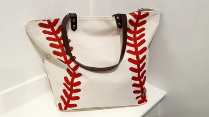 Oversized Canvas Baseball Tote Bag