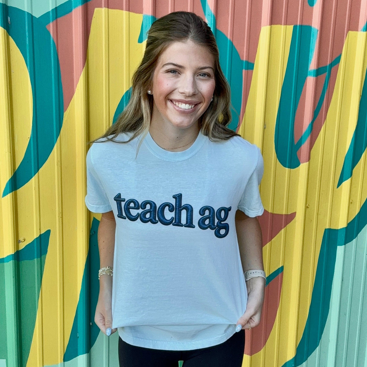 Teach Ag Faux Embroidery Comfort Colors Tee