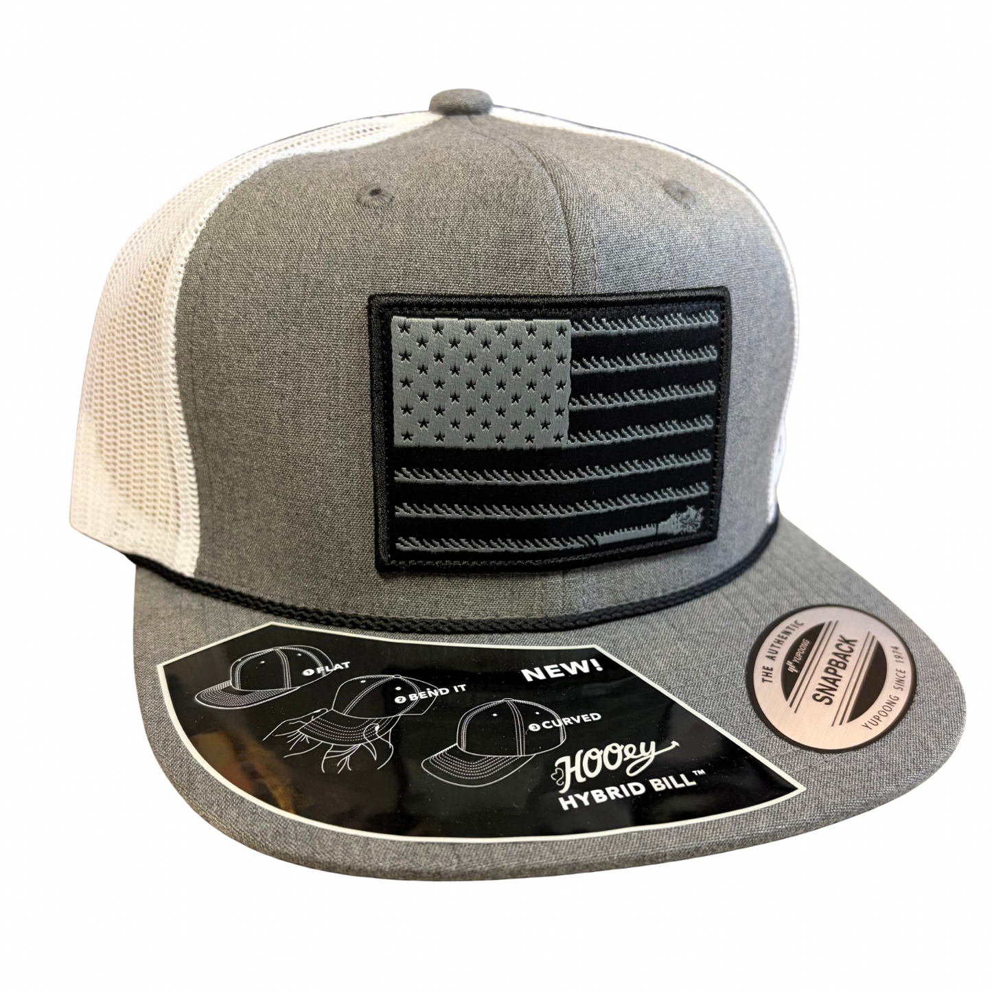 Hooey Liberty Roper Men’s Trucker Hat - Grey/White with Black/Grey Patch