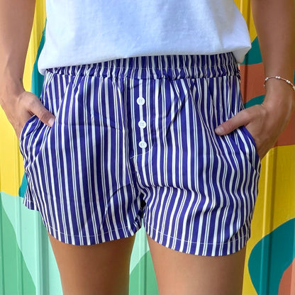 Comfy Striped Boxer Shorts: Royal Purple