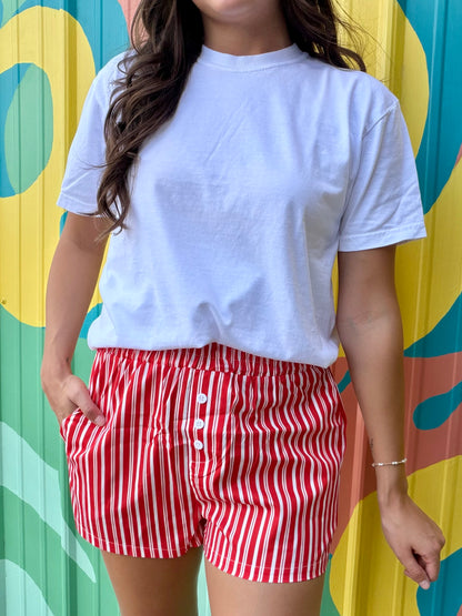 Comfy Striped Boxer Shorts: Red