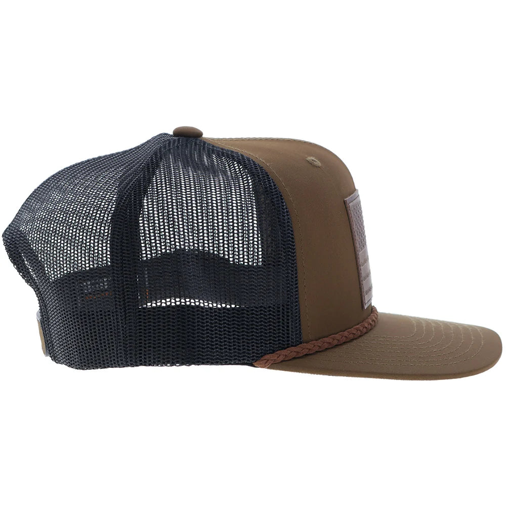Hooey Liberty Roper Men’s Trucker Hat - Brown/Black w/ Leather Patch