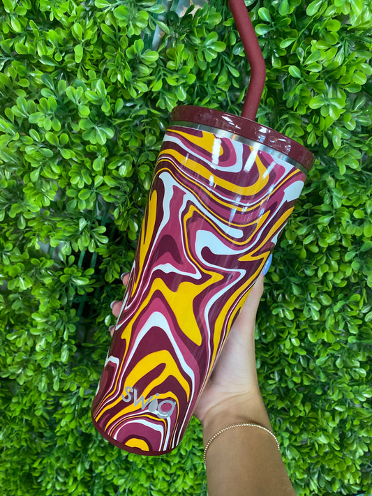 32oz Swig Fanzone Maroon + Yellow