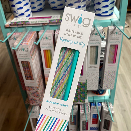 Swig Reusable Straw Set Rainbow Stripe
