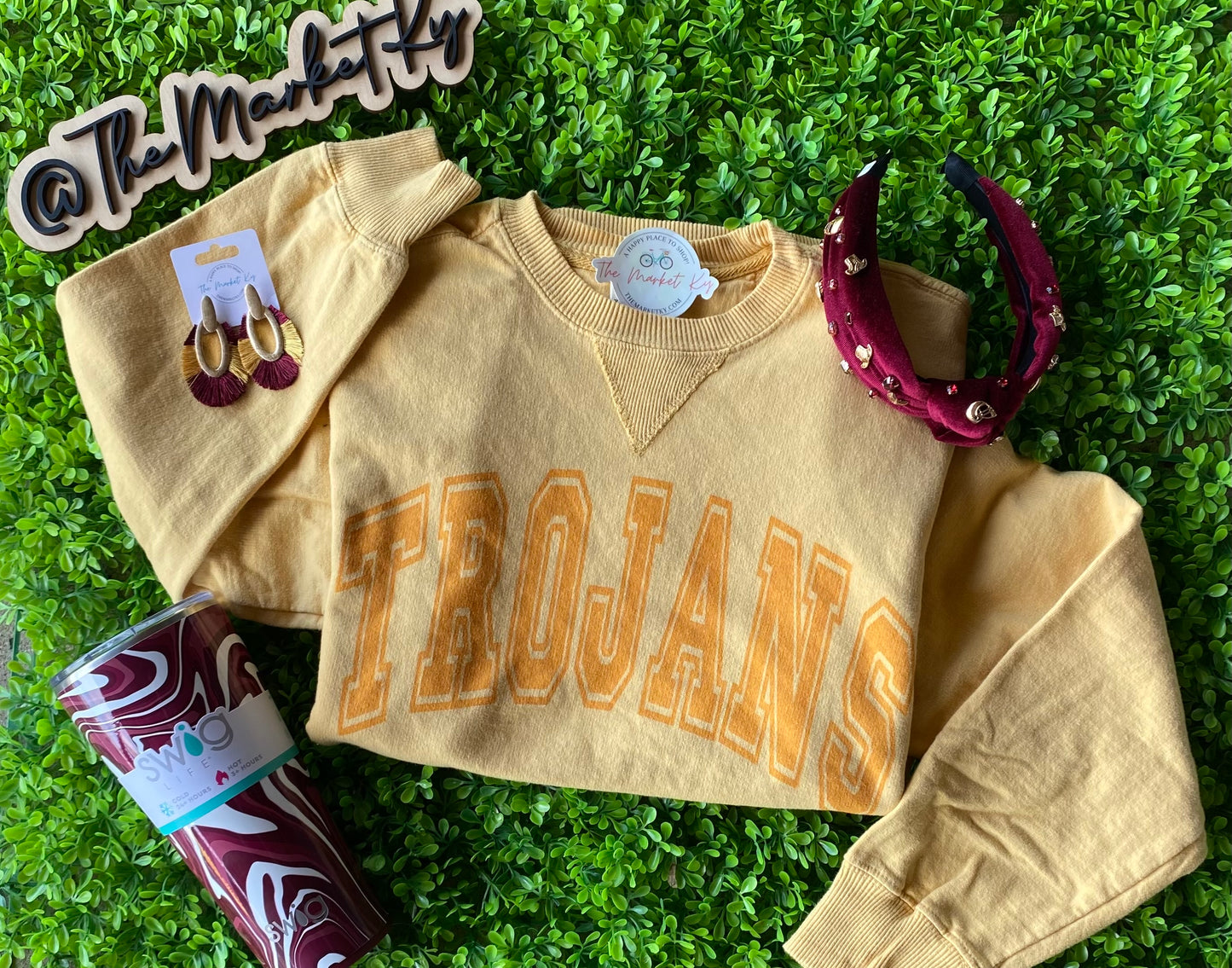 Trojans Monotone Semi Corded Sweatshirt- Gold