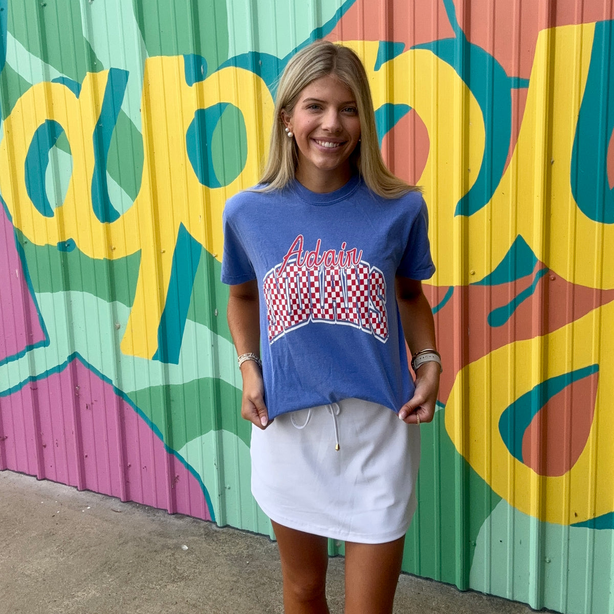 Checkered Adair Indians Comfort Colors Tee