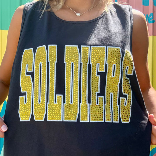 SOKY Soldiers Spangled Comfort Colors Tank - Black & Gold