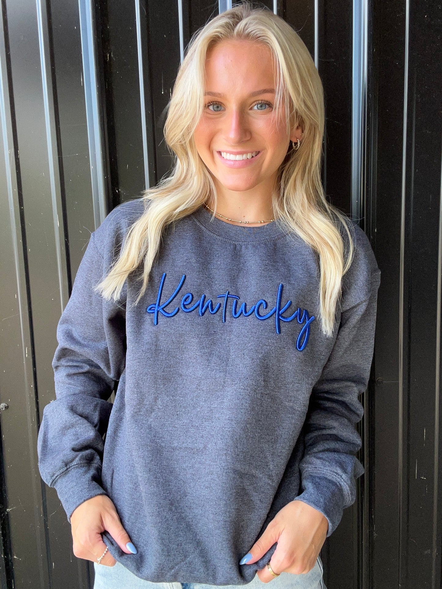 Gray Kentucky Puff Embroidered Sweatshirt