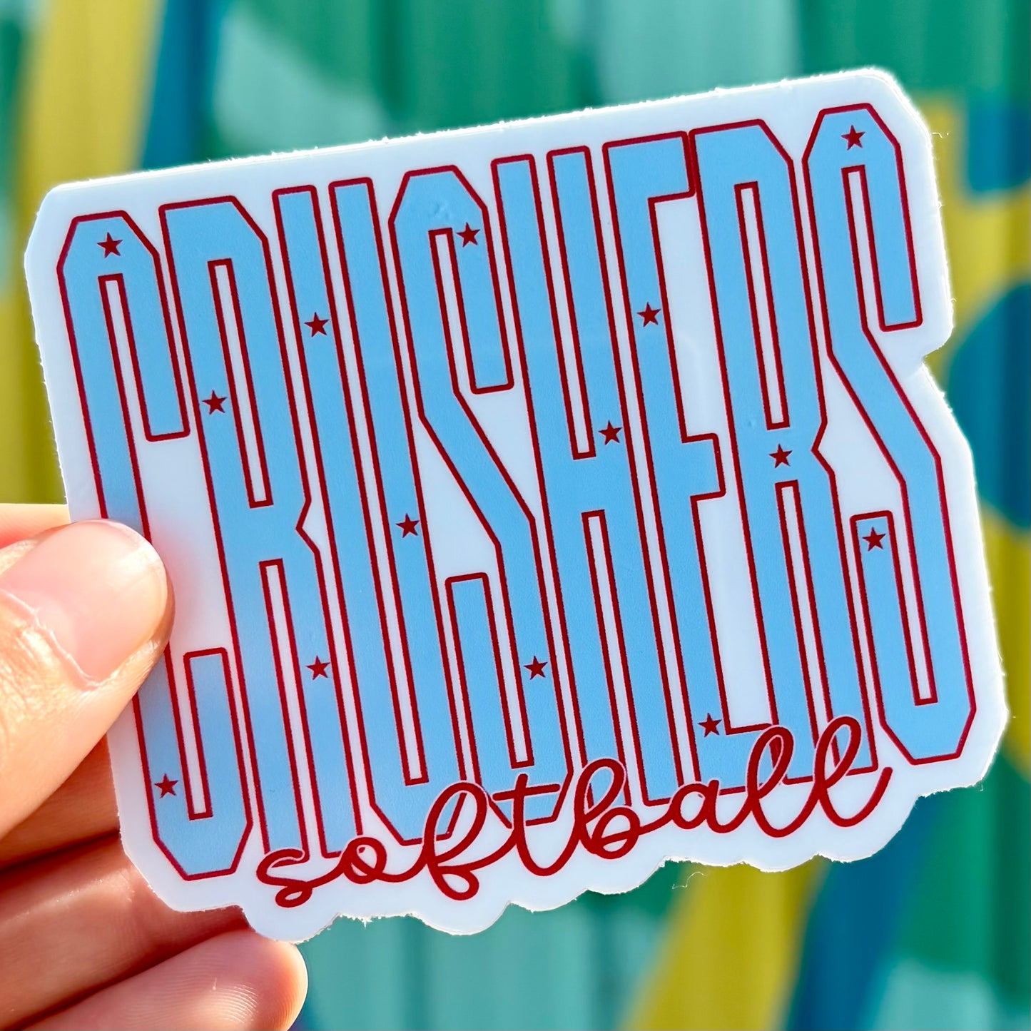 Crushers Softball Stars & Script Sticker