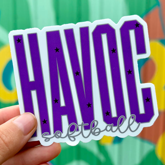 Havoc Softball Stars & Script 4in Window Decal Sticker