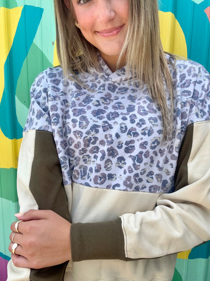 Hooey Ladies Casa Hoody - Cream/Leopard