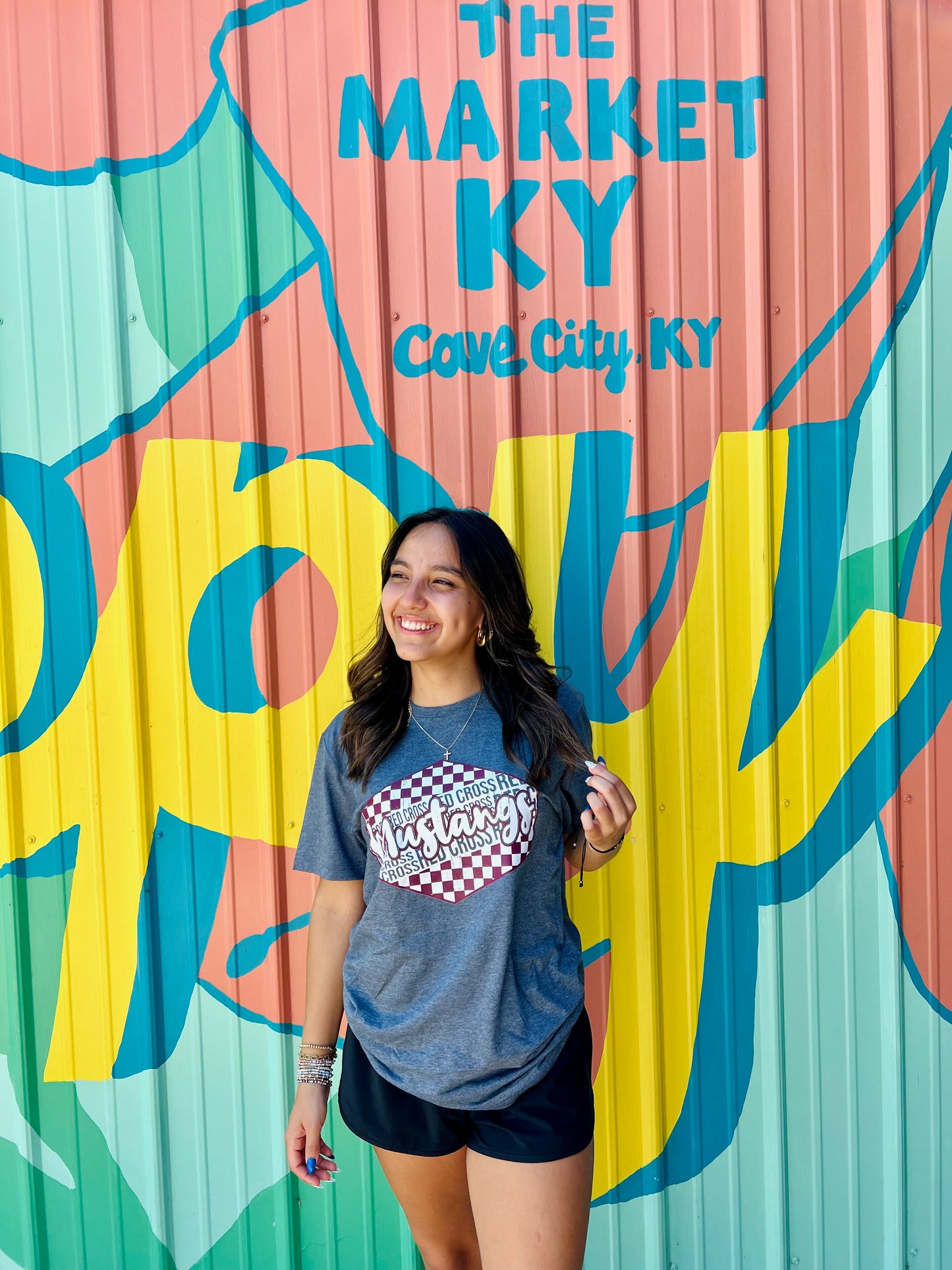 Red Cross Mustangs Checkerboard Tee (Youth & Adult)