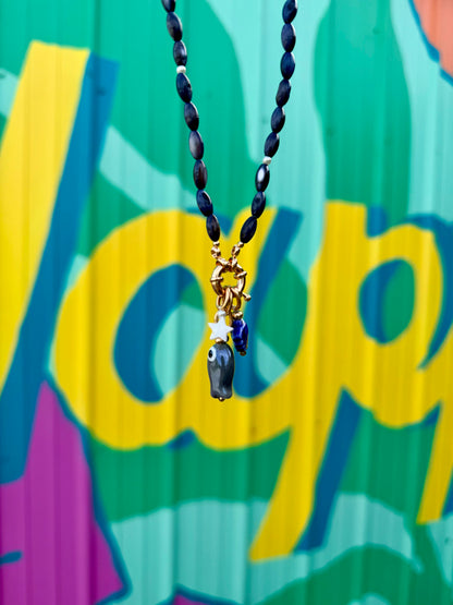 Charm Beaded Necklace - Midnight Tide